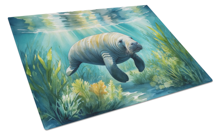 Animals Around Glass Cutting Board (Dog Breed: Manatee 7676, size: large)