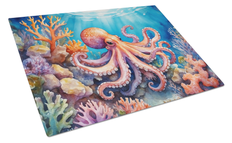 Animals Around Glass Cutting Board (Dog Breed: Octopus 7680, size: large)