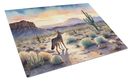 Animals Around Glass Cutting Board (Dog Breed: Coyote 7683, size: large)