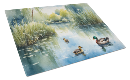 Animals Around Glass Cutting Board (Dog Breed: Ducks 7685, size: large)