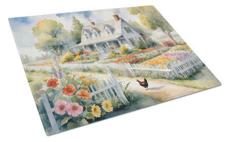 Animals Around Glass Cutting Board (Dog Breed: Farmhouse Garden 7690, size: large)