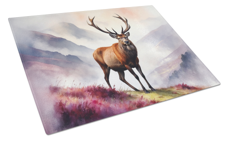 Animals Around Glass Cutting Board (Dog Breed: Highland Red Deer 7693, size: large)