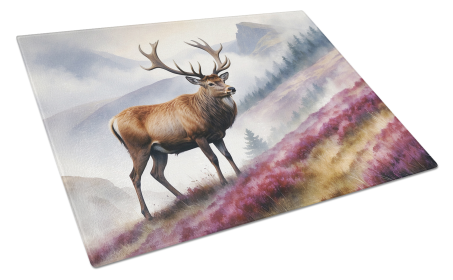 Animals Around Glass Cutting Board (Dog Breed: Highland Red Deer 7694, size: large)