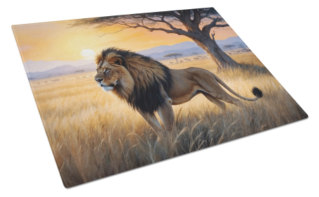 Animals Around Glass Cutting Board (Dog Breed: Lions at Dawn 7695, size: large)