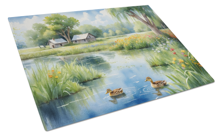 Animals Around Glass Cutting Board (Dog Breed: Ducks 7697, size: large)