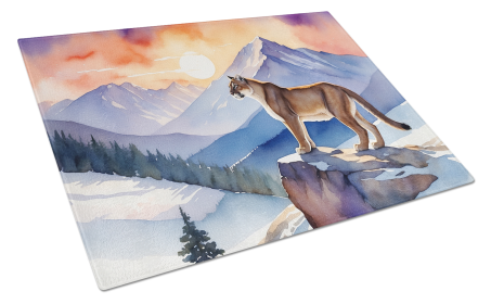 Animals Around Glass Cutting Board (Dog Breed: Lion 7698, size: large)