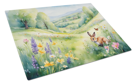 Animals Around Glass Cutting Board (Dog Breed: Rabbit 7709, size: large)