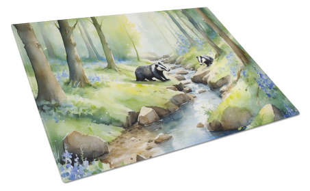 Animals Around Glass Cutting Board (Dog Breed: Badger 7712, size: large)