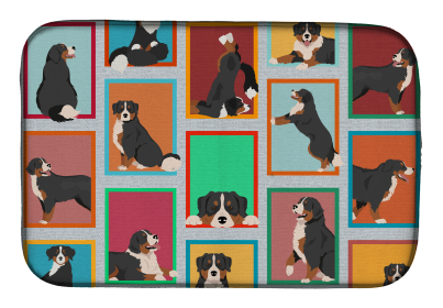 Lots of Dogs Dish Drying Mat (Dog Breed: Bernese Mountain Dog, size: 14  x 21")