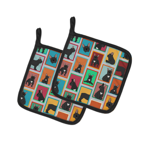 Lots of Dogs Pair of Pot Holders (Design: French Bulldog - Black, size: 7.5HX7.5W)