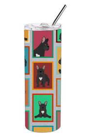 Lots of Dogs Stainless Steel Skinny Tumbler (Design: French Bulldog - Black, size: 20 oz)