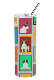 Lots of Dogs Stainless Steel Skinny Tumbler (Design: French Bulldog - Black and White, size: 20 oz)
