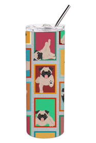 Lots of Dogs Stainless Steel Skinny Tumbler (Design: Pug - Fawn, size: 20 oz)