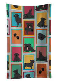 Lots of Dogs Kitchen Towel (Dog Breed: Pug - Black, size: 25Hx15W)