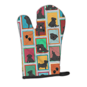 Lots of Dogs Oven Mitt (Design: Pug - Black, size: 12HX8.5W)