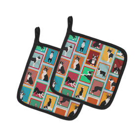 Lots of Dogs Pair of Pot Holders (Design: Boston Terrier, size: 7.5HX7.5W)