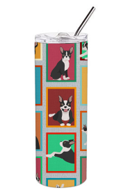 Lots of Dogs Stainless Steel Skinny Tumbler (Design: Boston Terrier, size: 20 oz)
