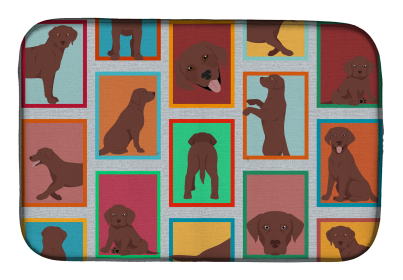 Lots of Dogs Dish Drying Mat (Dog Breed: Labrador Retriever - Chocolate, size: 14  x 21")