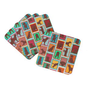 Lots of Dogs Foam Coasters (Dog Breed: Labrador Retriever - Chocolate, size: 3.5)