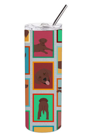 Lots of Dogs Stainless Steel Skinny Tumbler (Design: Labrador Retriever - Chocolate, size: 20 oz)
