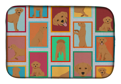 Lots of Dogs Dish Drying Mat (Dog Breed: Labrador Retriever - Red Fox, size: 14  x 21")