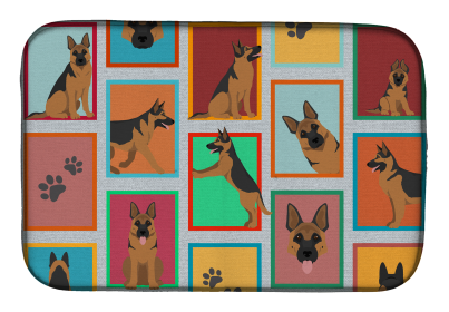 Lots of Dogs Dish Drying Mat (Dog Breed: German Shepherd, size: 14  x 21")