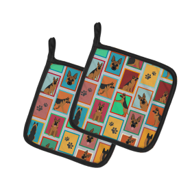 Lots of Dogs Pair of Pot Holders (Design: German Shepherd, size: 7.5HX7.5W)