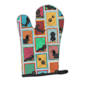 Lots of Dogs Oven Mitt (Design: Dachshund - Longhaired Black Tan, size: 12HX8.5W)