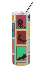 Lots of Dogs Stainless Steel Skinny Tumbler (Design: Dachshund - Longhaired Black Tan, size: 20 oz)