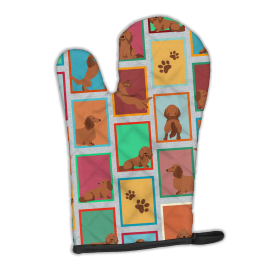 Lots of Dogs Oven Mitt (Design: Dachshund - Longhaired Red, size: 12HX8.5W)