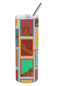 Lots of Dogs Stainless Steel Skinny Tumbler (Design: Dachshund - Longhaired Red, size: 20 oz)
