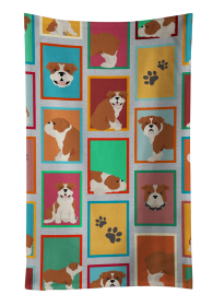 Lots of Dogs Kitchen Towel (Dog Breed: English Bulldog - Red and White, size: 25Hx15W)
