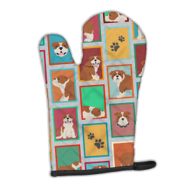 Lots of Dogs Oven Mitt (Design: English Bulldog - Red and White, size: 12HX8.5W)
