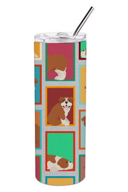 Lots of Dogs Stainless Steel Skinny Tumbler (Design: English Bulldog - Red and White, size: 20 oz)