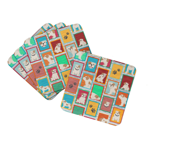 Lots of Dogs Foam Coasters (Dog Breed: English Bulldog - Piebald, size: 3.5)
