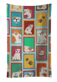 Lots of Dogs Kitchen Towel (Dog Breed: English Bulldog - Piebald, size: 25Hx15W)