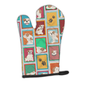 Lots of Dogs Oven Mitt (Design: English Bulldog - Piebald, size: 12HX8.5W)