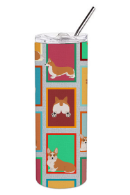 Lots of Dogs Stainless Steel Skinny Tumbler (Design: Corgi - Pembroke Red and White, size: 20 oz)