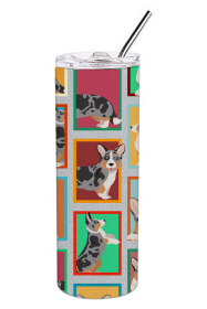Lots of Dogs Stainless Steel Skinny Tumbler (Design: Corgi - Welsh Cardigan Blue Merle, size: 20 oz)