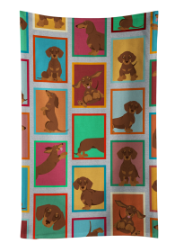 Lots of Dogs Kitchen Towel (Dog Breed: Dachshund - Chocolate and Tan, size: 25Hx15W)