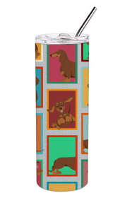 Lots of Dogs Stainless Steel Skinny Tumbler (Design: Dachshund - Chocolate and Tan, size: 20 oz)