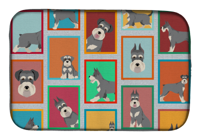 Lots of Dogs Dish Drying Mat (Dog Breed: Schnauzer, size: 14  x 21")