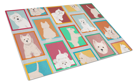 Lots of Dogs Glass Cutting Board (Dog Breed: Westie, size: large)