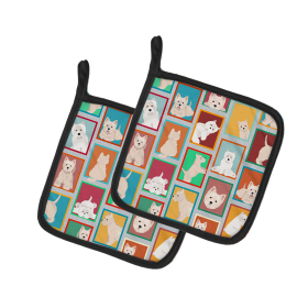 Lots of Dogs Pair of Pot Holders (Design: Westie, size: 7.5HX7.5W)