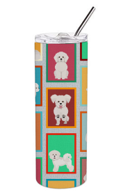 Lots of Dogs Stainless Steel Skinny Tumbler (Design: Bichon Frise, size: 20 oz)