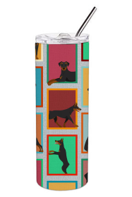 Lots of Dogs Stainless Steel Skinny Tumbler (Design: Doberman Pinscher, size: 20 oz)
