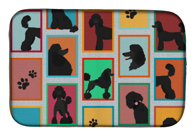 Lots of Dogs Dish Drying Mat (Dog Breed: Poodle - Standard Black, size: 14  x 21")