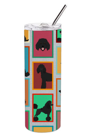 Lots of Dogs Stainless Steel Skinny Tumbler (Design: Poodle - Standard Black, size: 20 oz)