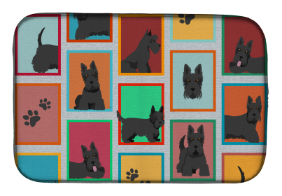 Lots of Dogs Dish Drying Mat (Dog Breed: Scottish Terrier, size: 14  x 21")