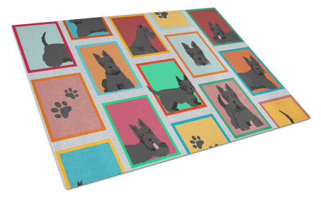 Lots of Dogs Glass Cutting Board (Dog Breed: Scottish Terrier, size: large)
